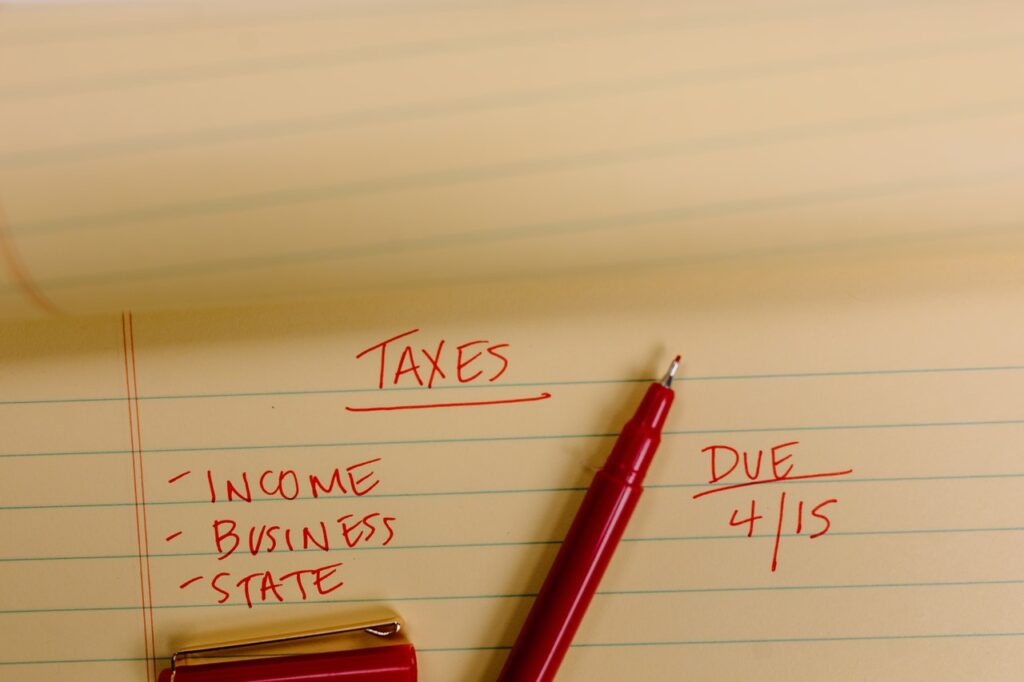Notepad with tax notes